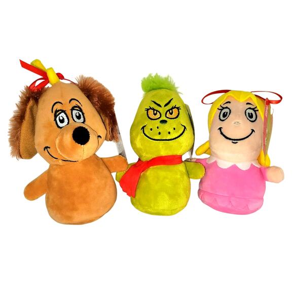 Grinch Chracters Mini Plush Christmas Dr Seuss Max Cindy Lou Who 6 inch Set 3 - Picture 1 of 10